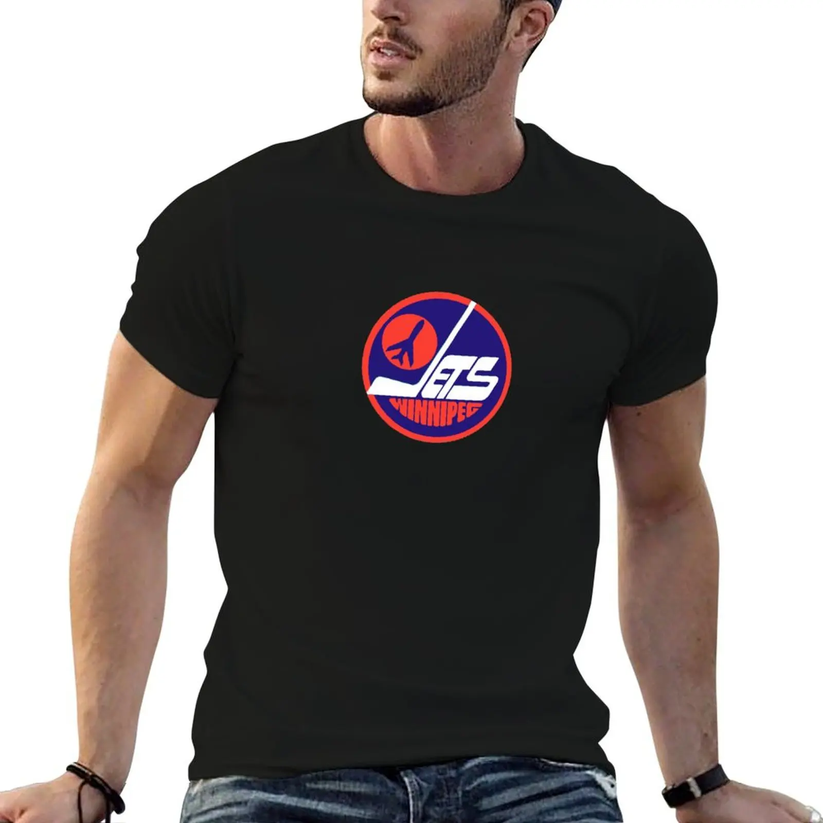 Camiseta jets-winnipeg, camisetas divertidas de algodón para hombre, camisetas de algodón 100% de anime, camiseta de gran tamaño