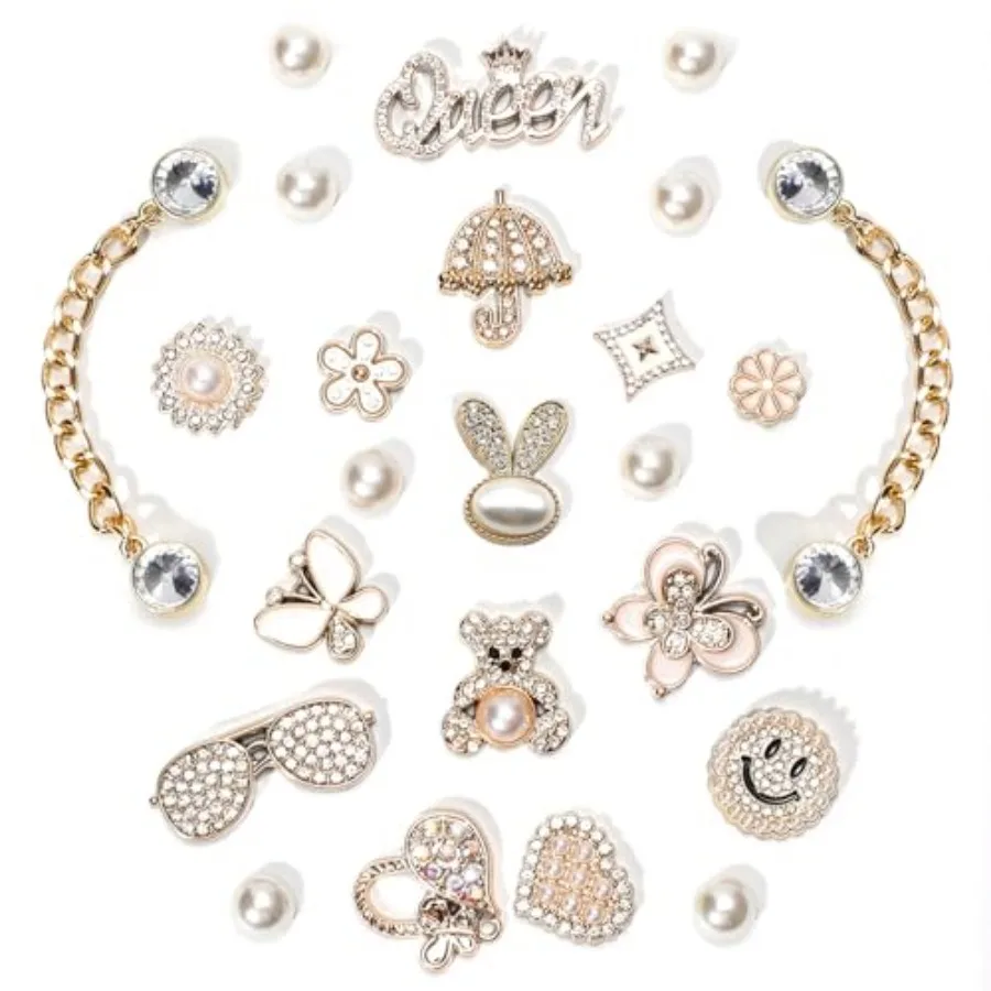 

Bling Shoe Charms for Women, Sparkle Rhinestones Shoe Decoration Charms, Girly Shoe Chains for Clog Sandals, DIY Shoe Accessori