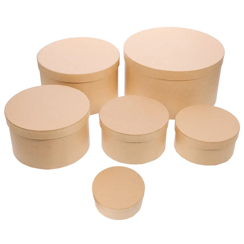 

6Pcs Round Shaped Gift Box Set Empty DIY Cardboard Craft Boxes for Holiday Wedding Party Favor Gift Wrapping Round Box with Lid