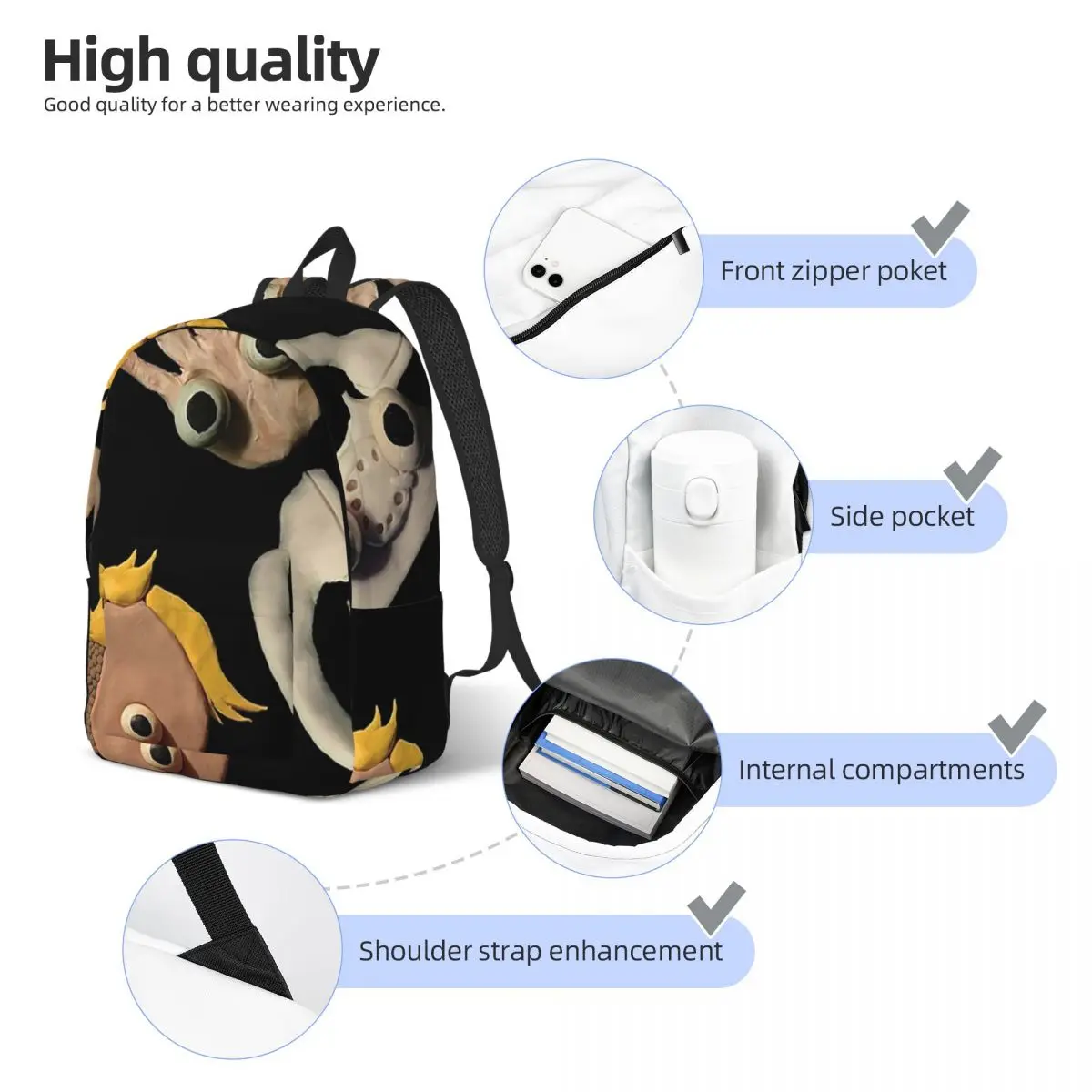 Jack Stauber Mix Student Backpack School Bag Hiking Travel Daypack for Men Women Bookbag Shoulder Bags
