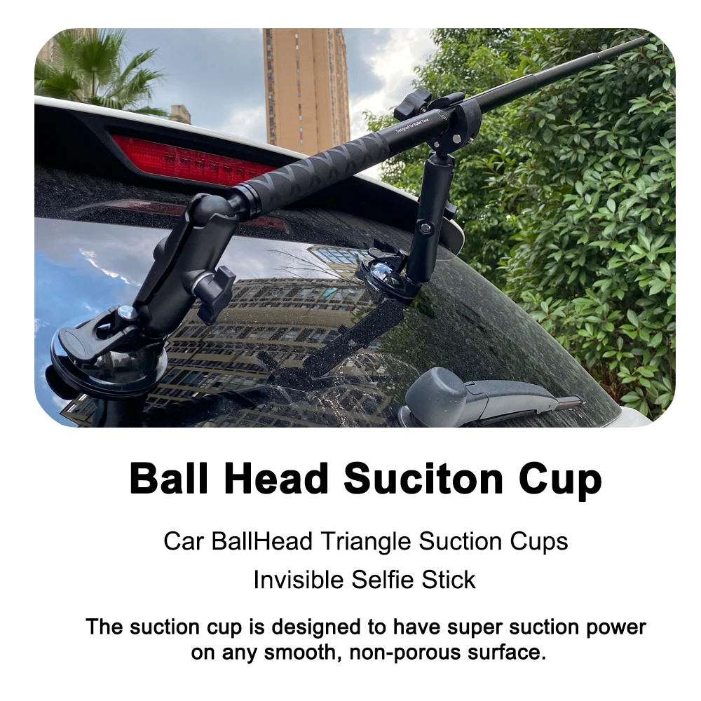 Car BallHead Suction Cups Holder and Invisible Selfie Stick for GoPro Max Hero 11 10 9 8 insta360 X3 One R X2 Camera Accessories