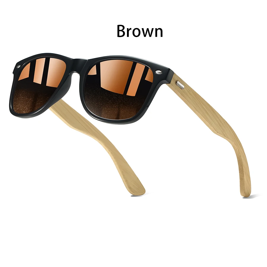 Vintage Mode Eckige Sonnenbrille für Männer und Frauen Modische Bambus-Holz Luxusmarken-Designer-Brille zum Autofahren – Detail 3