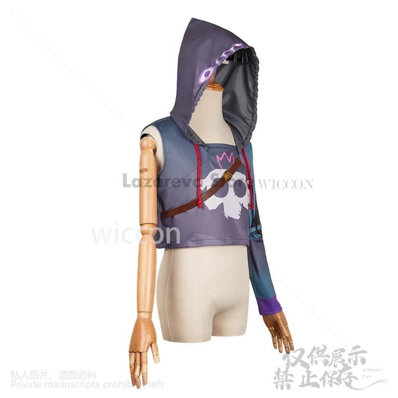 Anime Movie Arcane 2 Cosplay EKKO Game LoL Costume Shoulder Long Sleeve POLO Collar Hoodie Woman Man For Gifts Cos