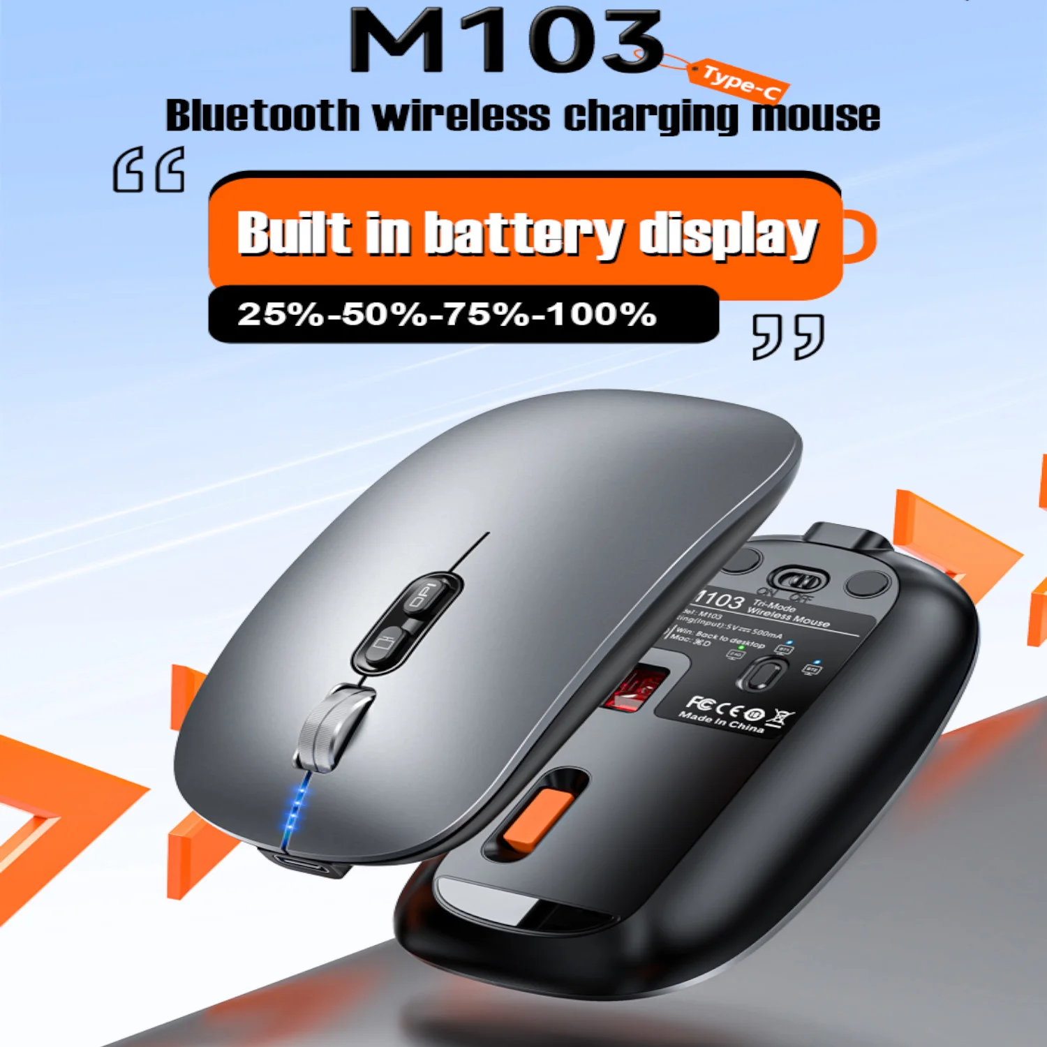 

FMOUSE M103 Bluetooth беспроводная мышь двухрежимная USB ноутбук настольный планшет универсальный градиентная офисная бесшумная мышь для мальчиков и девочек