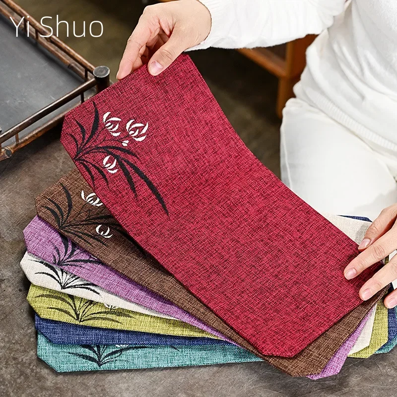 Waterproof Tea Mat Cotton Linen Zen Fabric Chinese Style Japanese Pot Mat Tea Making Heat Proof Mat Tea Towel