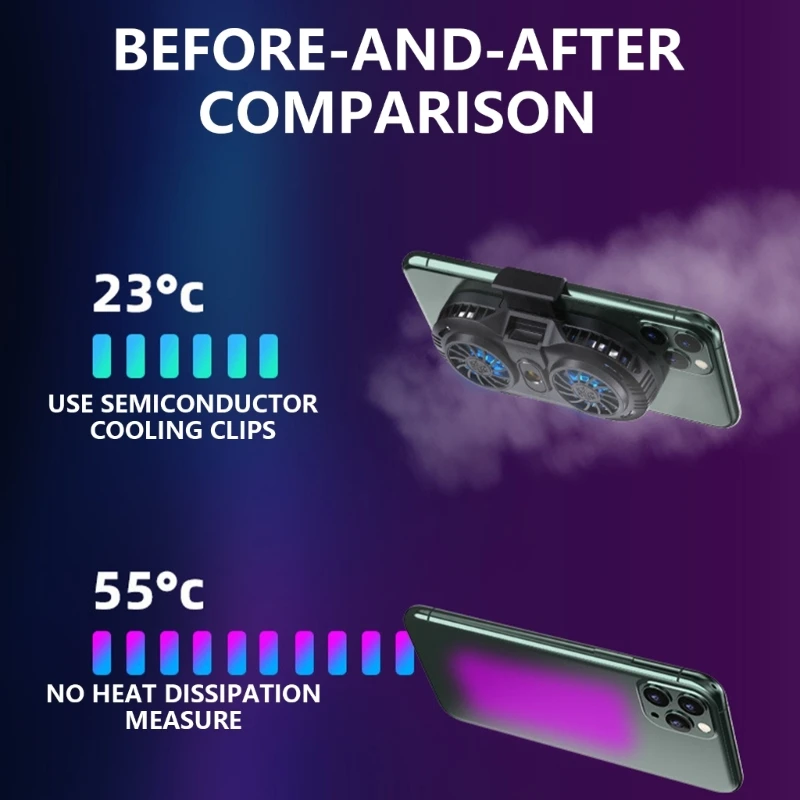 Dropship Double Fan Cellphone Radiator Efficient Semiconductor Cooling Fan Innovative Smartphone Cooling Fan Rapid Cooling Fan