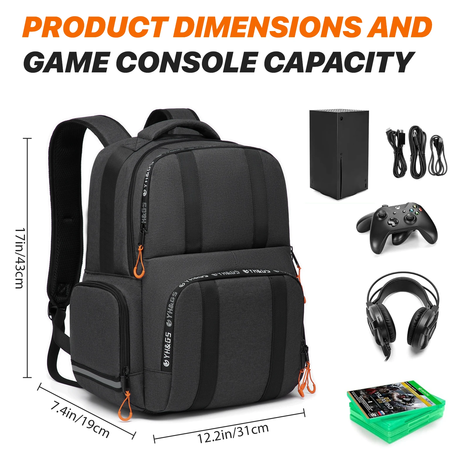 Backpack for X Box Xbox Series S Game Console Gamepad with Separate Storage Room Console Headset Pockets Organizer Travel Bag