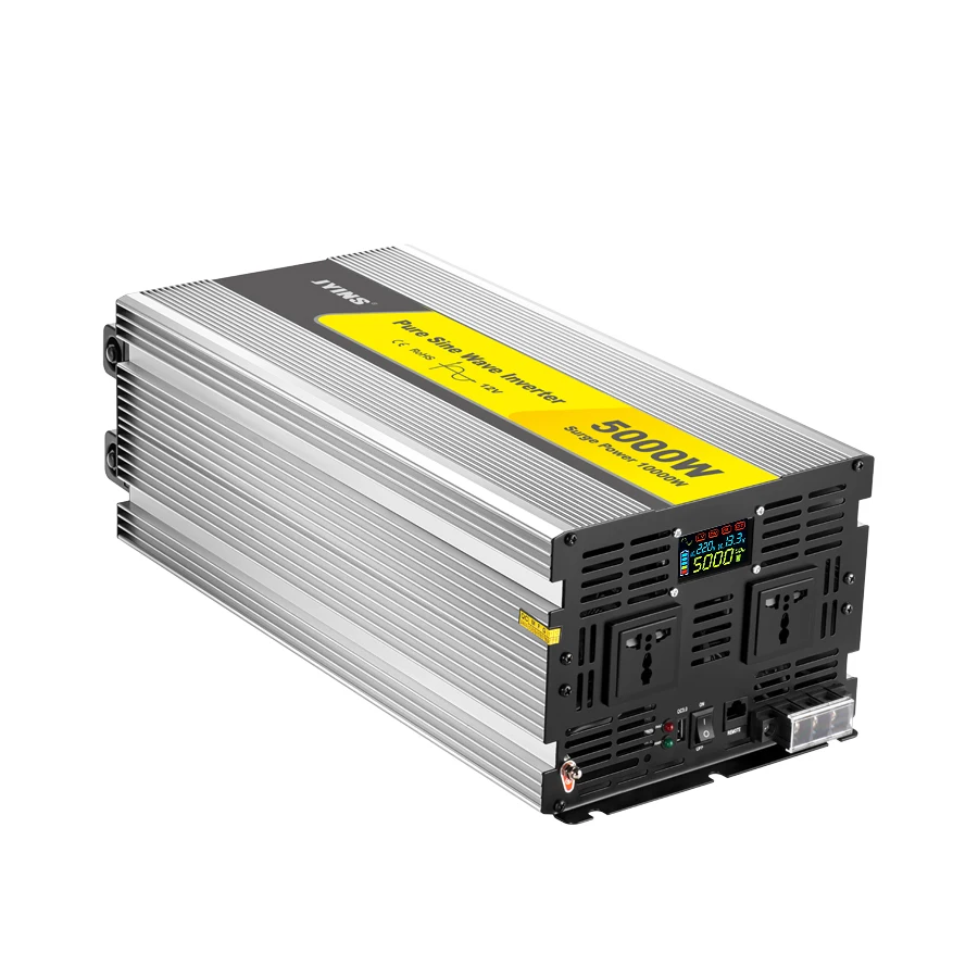 Home Power Inverter 12V 24V 48V 110V 230V Pure Sine Wave 5000W Single Output NFC Color Screen LCD Display Solar Converter JYINS