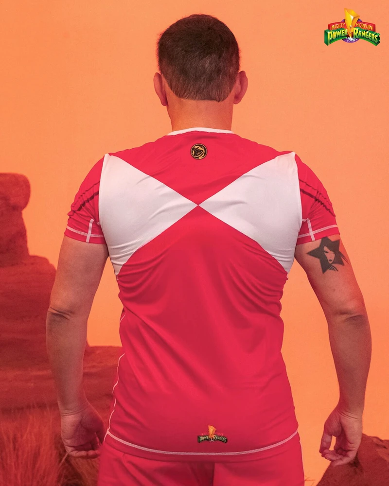 Retro Mighty Morphin Power Rangers Red Ranger MMA Sports T-Shirt Men Fitness Training Ultra-breathable Sweat-wicking Workout Top