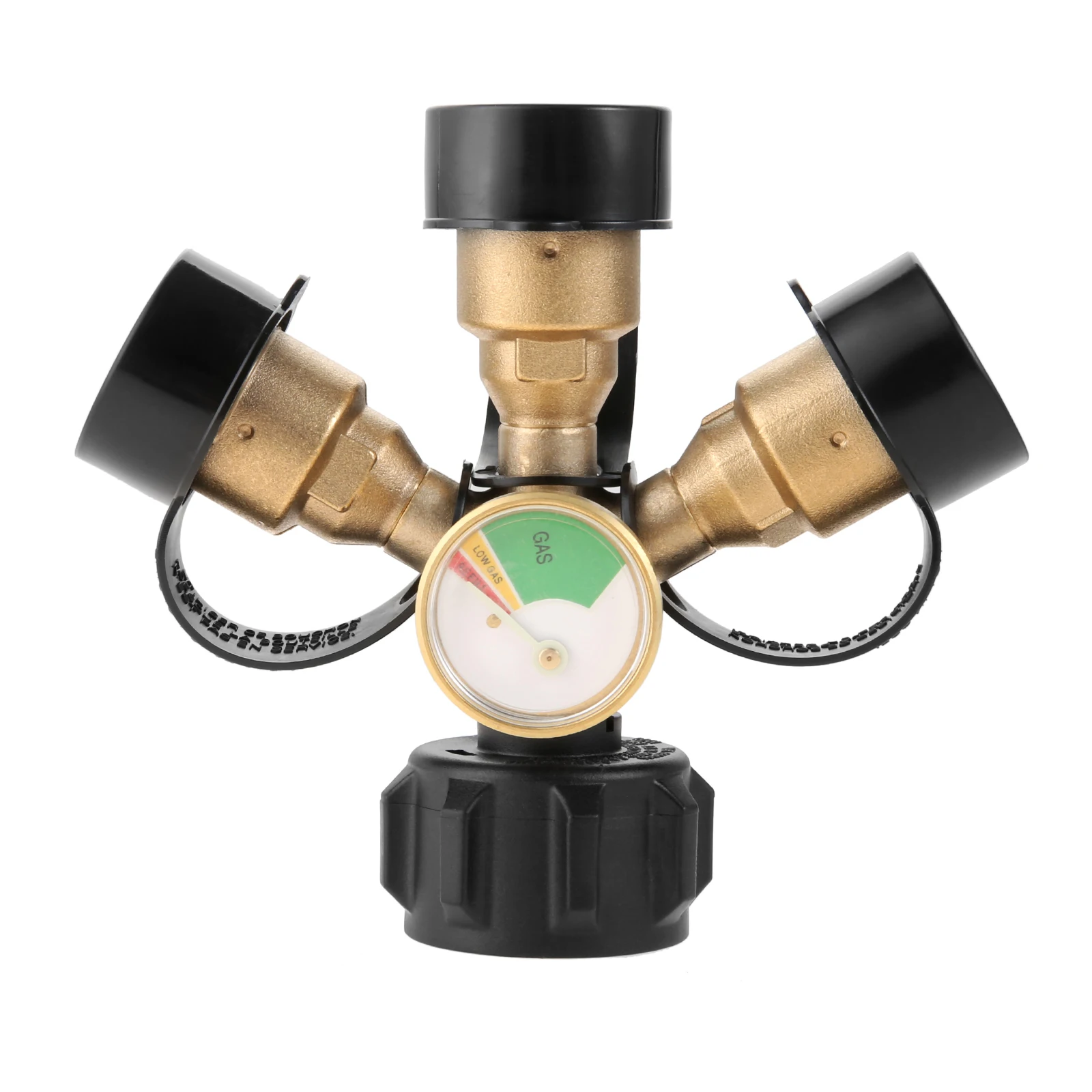 Solid Brass 3-Way QCC1/Type1 Propane Tank Splitter Luminous Gauge and Shut-Off Valve for Grills Camping Stoves Heater RV Camper - view 6