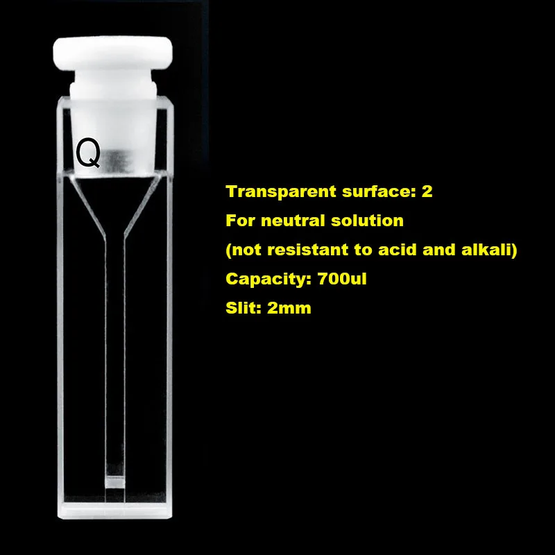 10mm quartz micro cuvette with stopper/sealed with stopper 0.35/0.7/1.05/1.4ml UV transmission