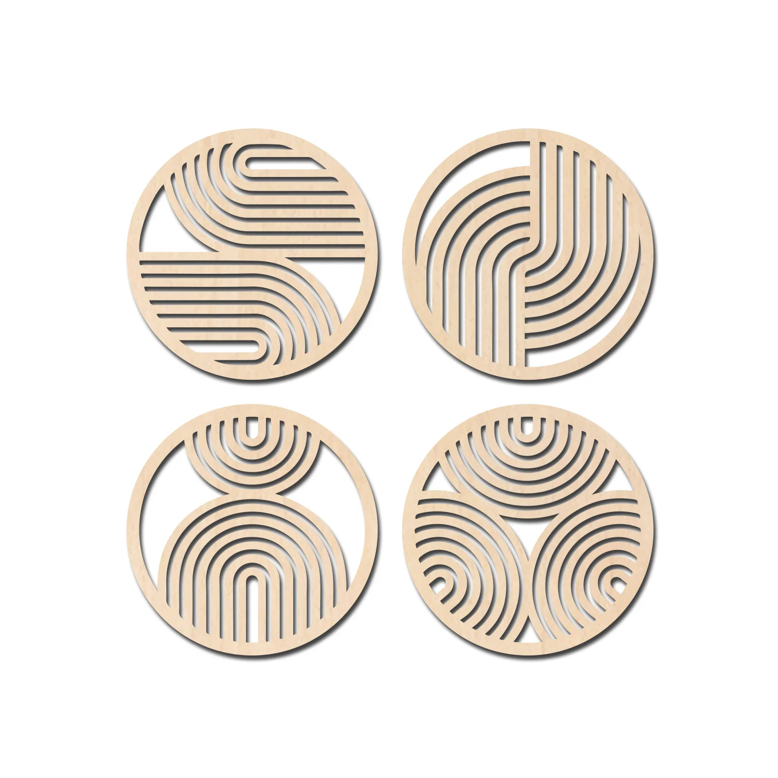 

4 Pcs Rustic Round Wooden Wall Art - Hollow Carved Decor for Farmhouse Room Decoration, Wall Art Posters, Decoración de Habitaci