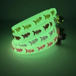 Luminous Cat Necklace Glowing Small Dog  Collar Anti-Loss Fluorescent Silicone Cat Bell Collar Neck Ring Pet Cat Accessories