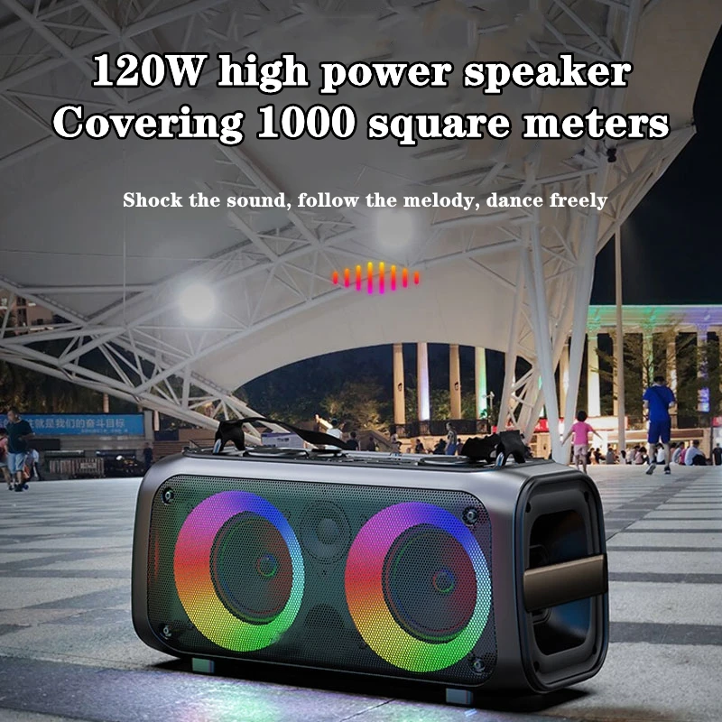 Wireless Bluetooth Audio Outdoor Portable 120W High-power Subwoofer Home Karaoke Speaker With Microphone Long Battery Life