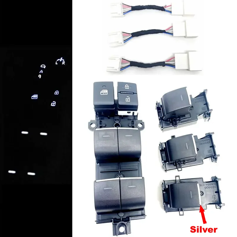 Wit Verlichte Led Power Enkele Raam Schakelaar Voor Toyota Yaris Cross Sienna Rav4 Chr Corolla 2023-2024 Backlight upgrade 1-4 Stuks