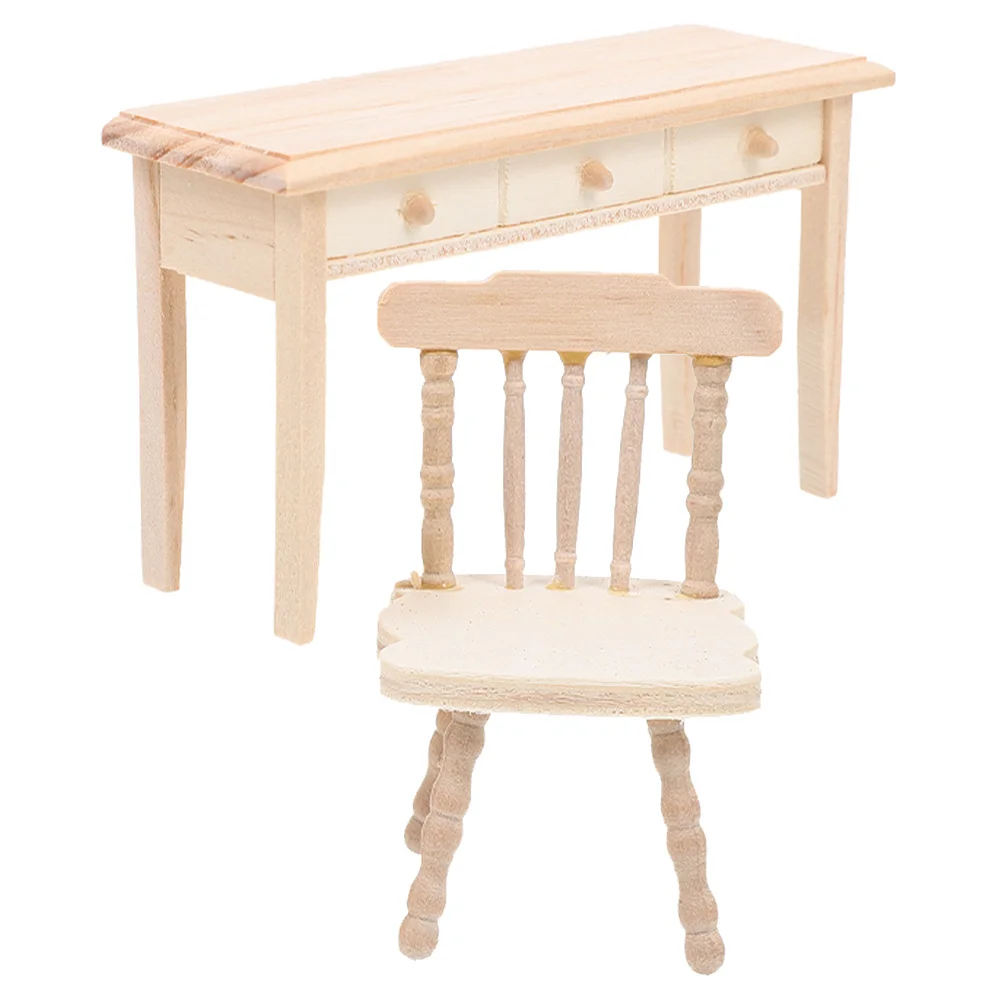 

1 комплект, мини-домик, набор стульев, деревянная миниатюрная мебель, украшение ручной работы, долговечная забавная креативная игра