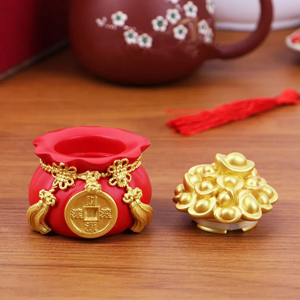 

Mini Resin Money Pouch Statue Detailed Crafted Wealth Symbol for Interior Scene Cupcake Prop Desktop Adornment Lucky Gift Idea