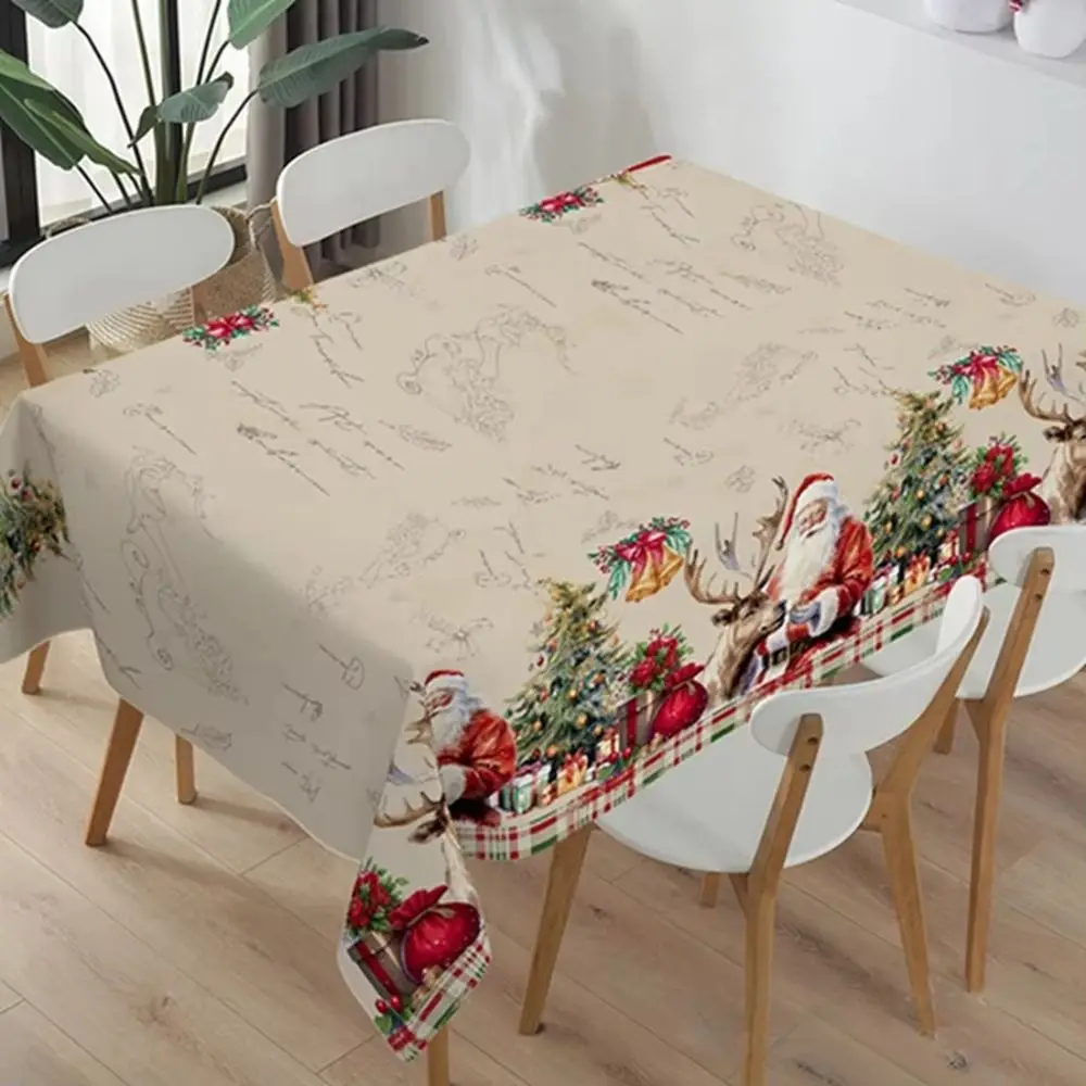 

Vintage Christmas Tablecloth Snowman Design Disposable Table Cover PE Snowflake Pattern Table Decoration Tablecloth Xmas Party