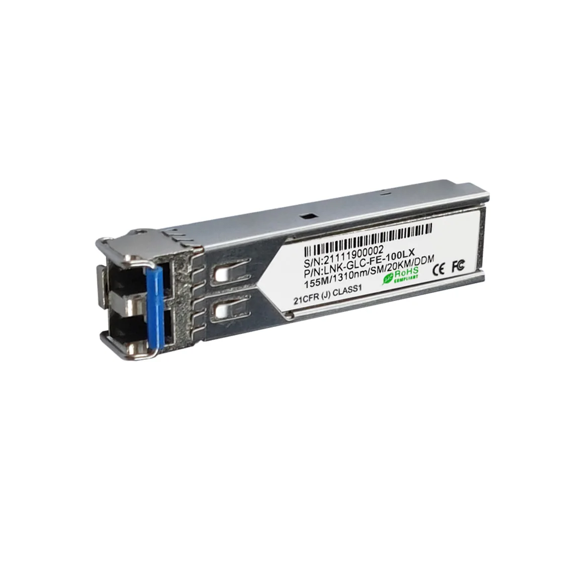 2-Pack 155M SFP Module 1310/1550nm Single-Mode Multimode Dual Fiber 100BASE-FX LC 2/20/40/80/120km with DDM 0°C~+70°C