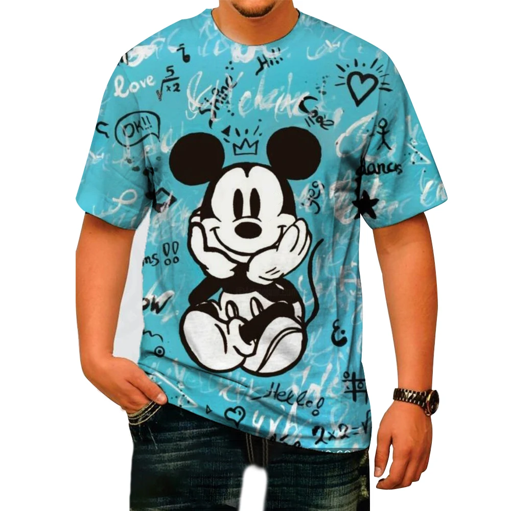 2024 Men's Mickey Mouse Cartoon T-Shirt Casual Round Neck Short Sleeve Clothing Disney Top