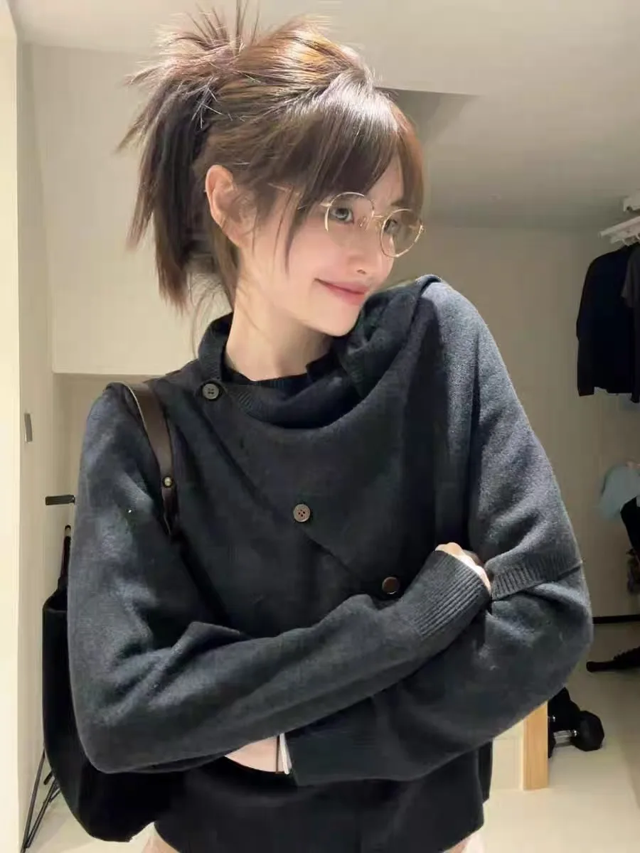 

Шикарный осенний длинный вязаный топ све, женский мягкий уютный шил с овальным вырезом, теплый комплект из двух предметов, уличный комплект, весна-осень