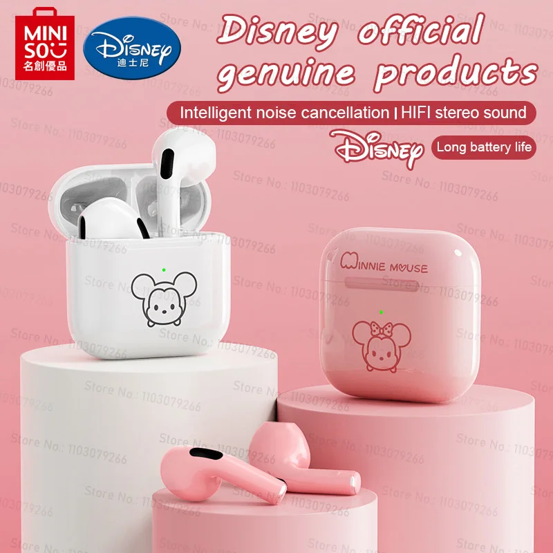 

MINISO Disney A4 Wireless Headphone Bluetooth 5.3 Cartoon Mini Cute Semi-in-ear Noise Reduction Headphones HD Call Sport Headset