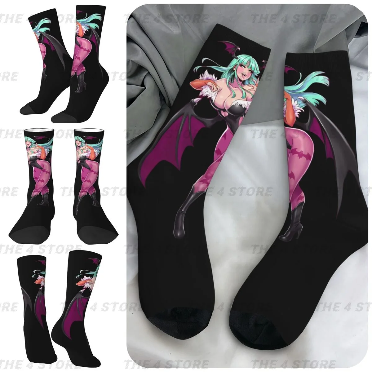 

Morrigan Aensland Darkstalkers High elasticity polyester fiber Men and Women printing Socks