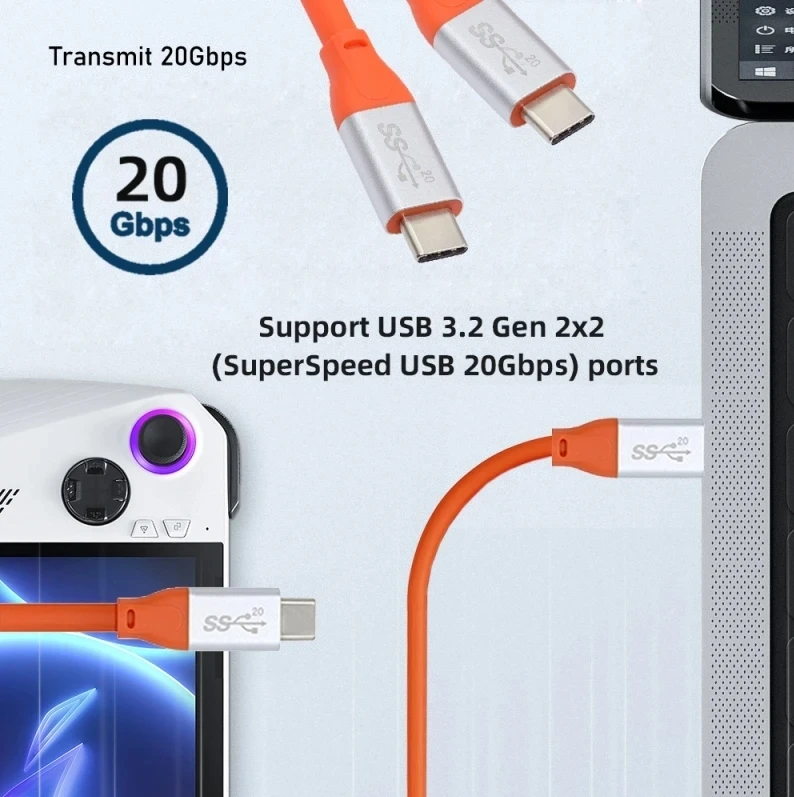 High Ultra Flexible Type-c Thunderbolt To USB-C 4 Gen 3.2 Fast Charging Data Cable 4K 5K 8K Audio Video Connection Cord 0.5m 3m