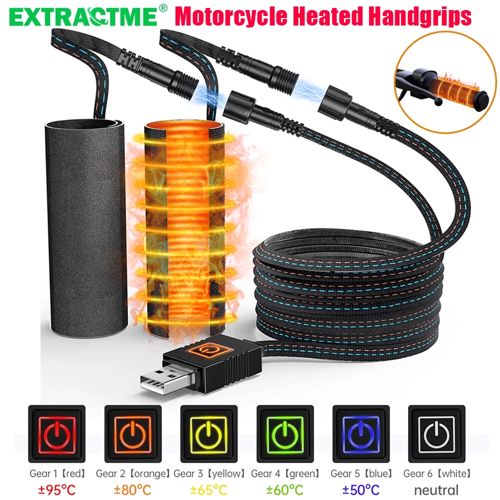

Extractme мотоциклетные ручки с подогревом 5 В USB 6 передач, грелка с электрическим подогревом, антивибрационная противоскользящая наборы для быстрого нагрева