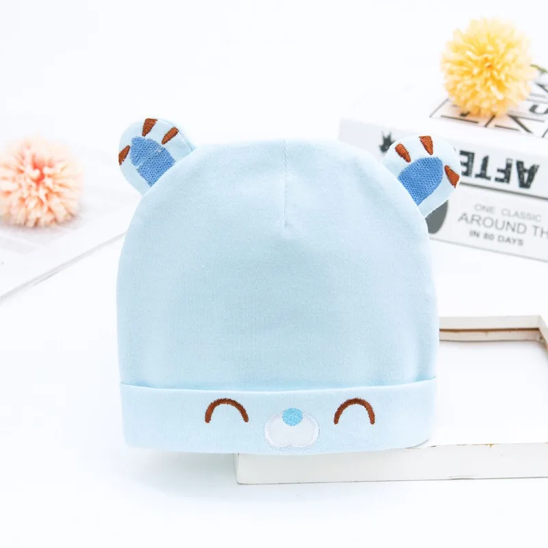 Детская шапка из чистого хлопка класса А, неонатальная шапка плода без костей, весна и осень 06–12 месяцев, двухслойная шапка для мужчин и женщин