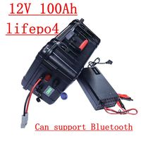 waterproof 12V 100AH Lifepo4 lithium battery bluetooth BMS APP 12.8V USB for inverter Power Supply Tricycle +10A Charger byShen