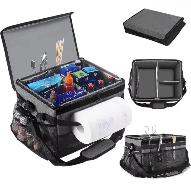 

2025 Great Farmer Picnic Foldable Basket Cooler Tote Bag Lunch Basket Cooler Bag with Tissue