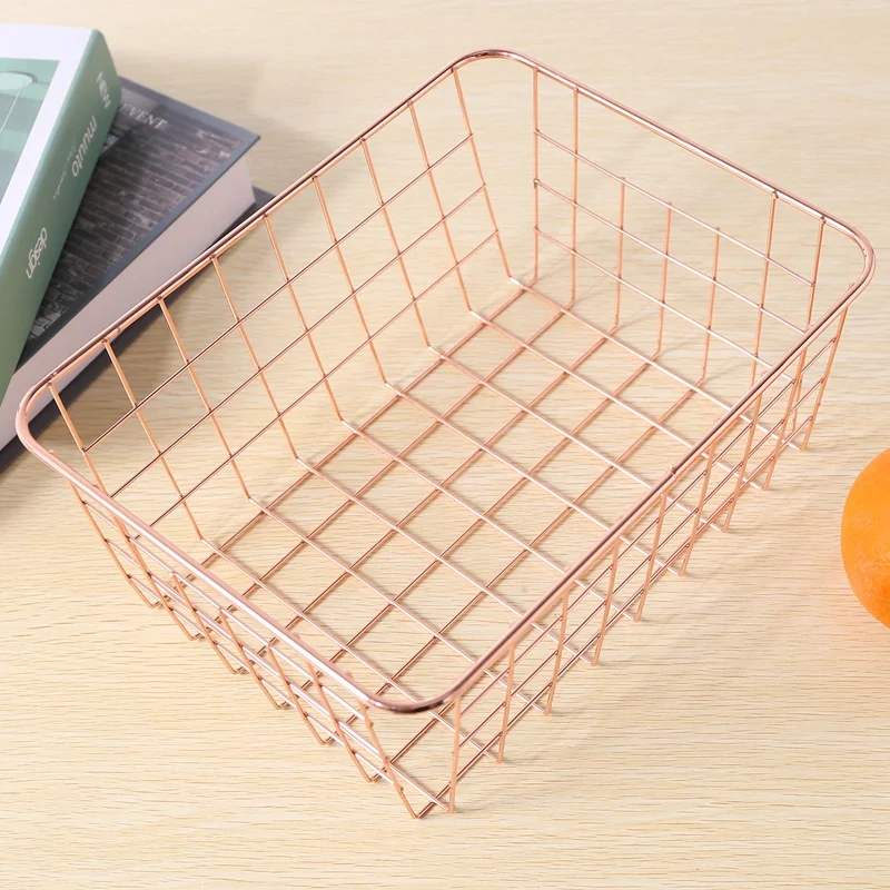 Rose Gold 2 Pack ตะกร้าลวดชุดเก็บ Decor หัตถกรรมห้องครัวจัดระเบียบ.สำหรับตู้เสื้อผ้า,ตู้,Pantries,Office Storage
