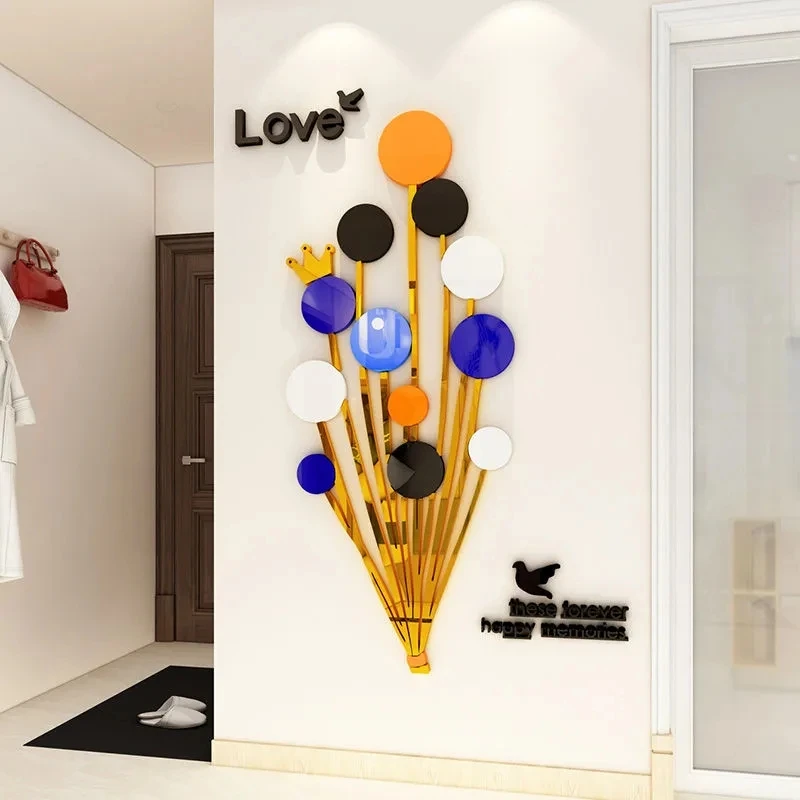 Light Luxury Balloon Mirror Wall Sticker Eco-friendly Acrylic Entrance Corridor Decoration Wall Sticker 3D Stereo Wall Sticker