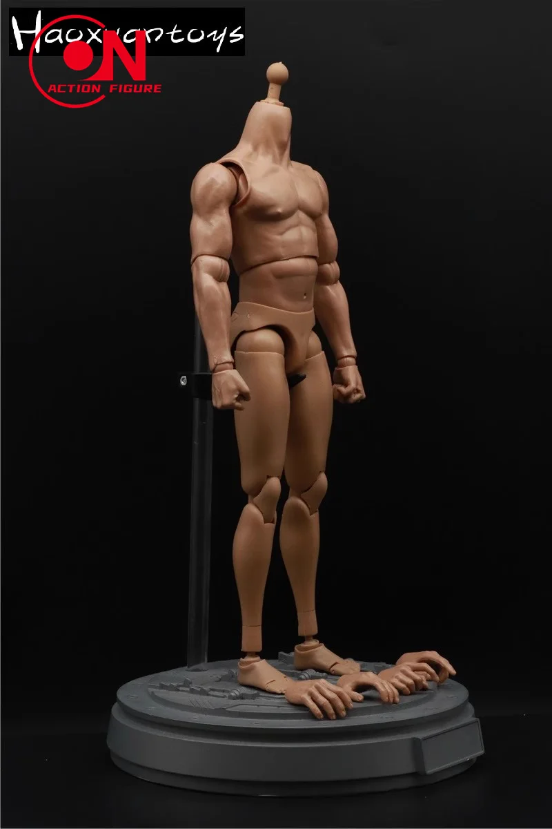 Haoxuantoys 1/6 ذكر قوي العضلات المشتركة الجسم 28 سنتيمتر الجندي مرنة عمل نموذج لجسم دمية صالح 1:6 HT رئيس نحت #4