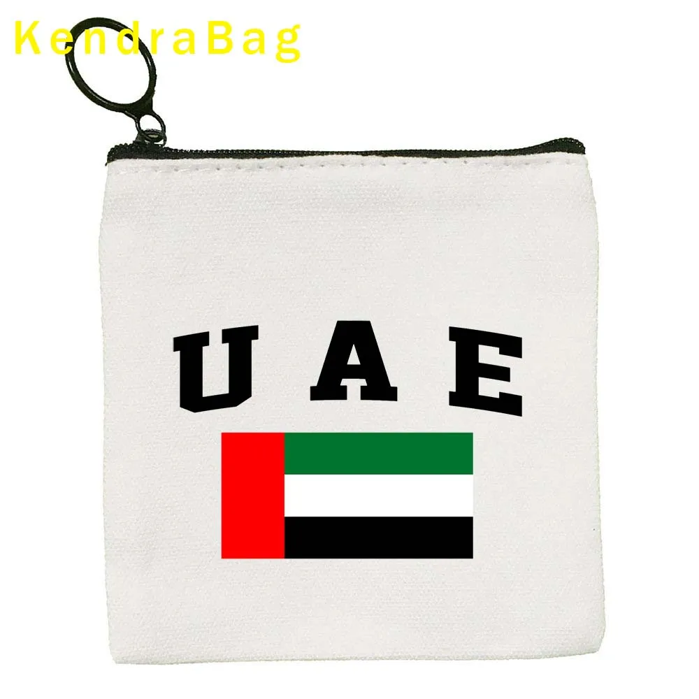 UAE National Day United Arab Emirates Emirati Flag Key Coin Purse Travel Map Skyline Landmarks Canvas Bag Pouch Wallet Cute Gift