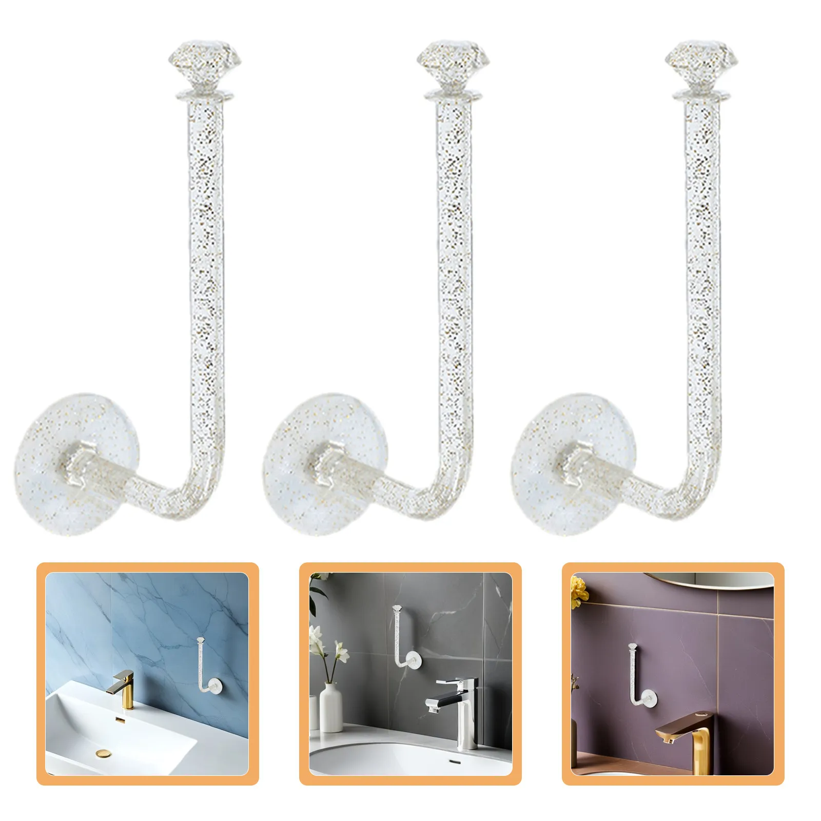 5Pcs Hair Tie Organizer Adhesive Wall Mount Clear Glitter Scrunchie Holders Hairband Storage Display for Girls Accessories