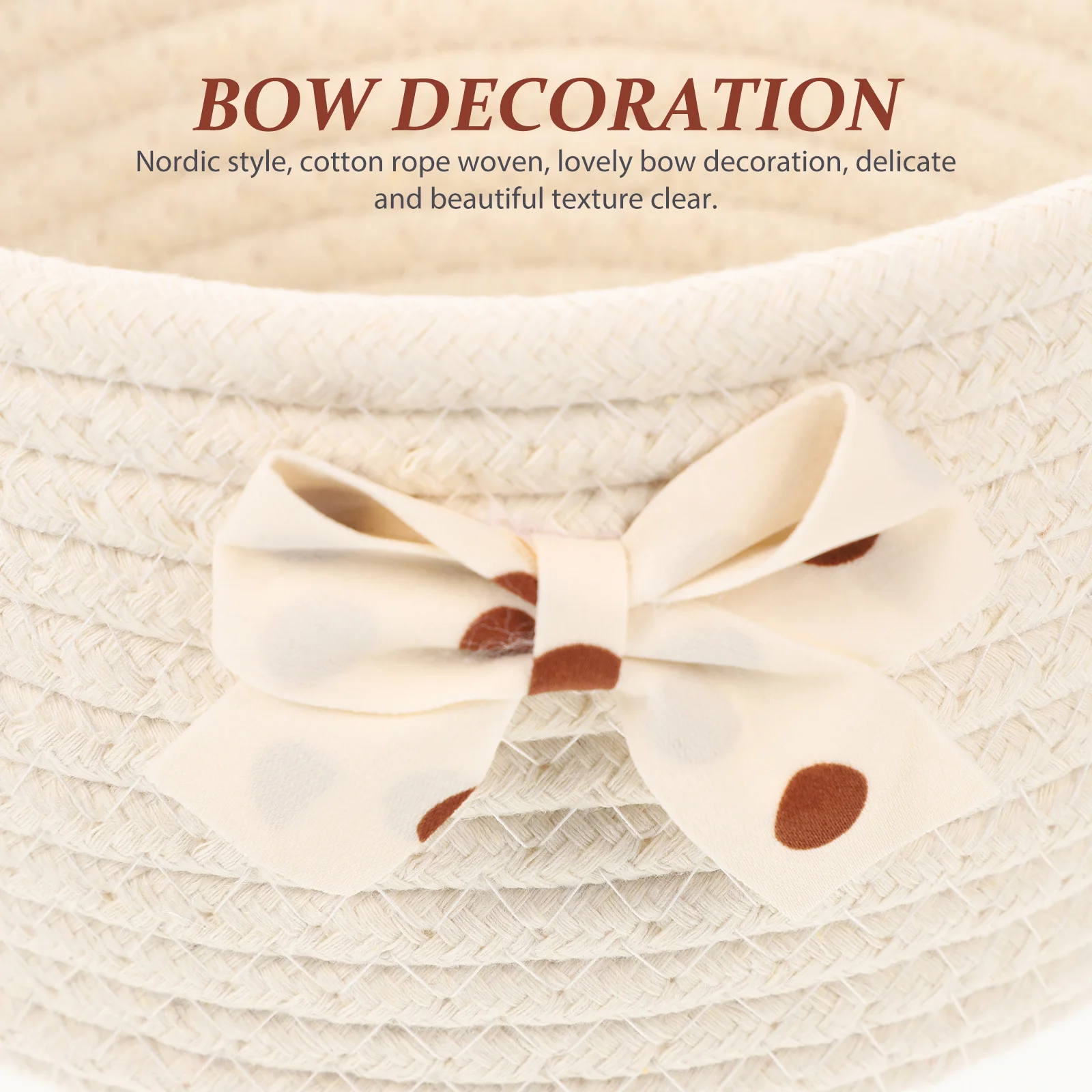 

Small Bowknot Storage Baskets Nordic Cotton Rope Woven Round Basket For Organizing Shelves Home Kitchen Bathroom Nursery