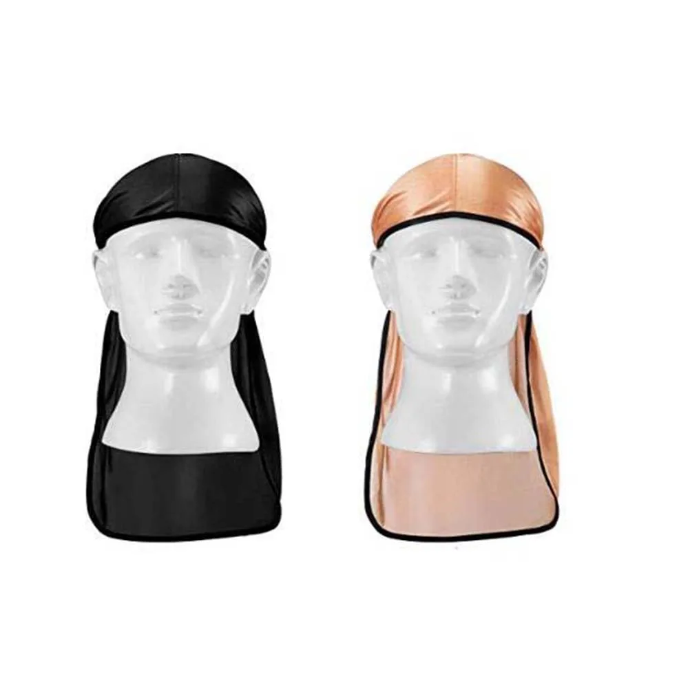 

2pcs Silky Elastic Turban Headscarf Long Tail Pirate Headdress For Women Outdoor Sports Soft Stretchy Head Wrap Cap Feminine
