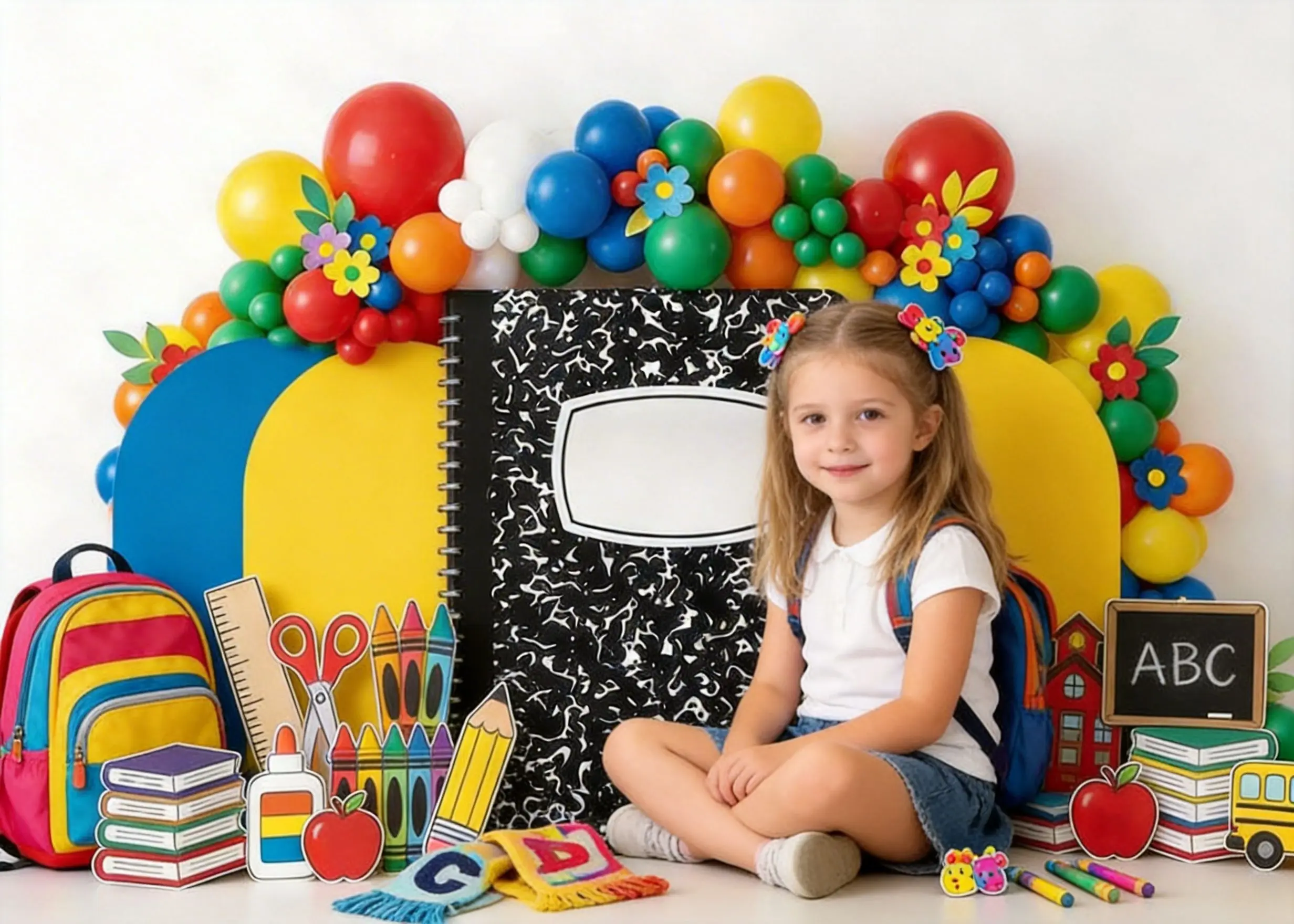 Balloon Decors Backdrops Cake Smash Child Baby Photo Props Adult Kids Back To School Season Photography Studio Backgrounds