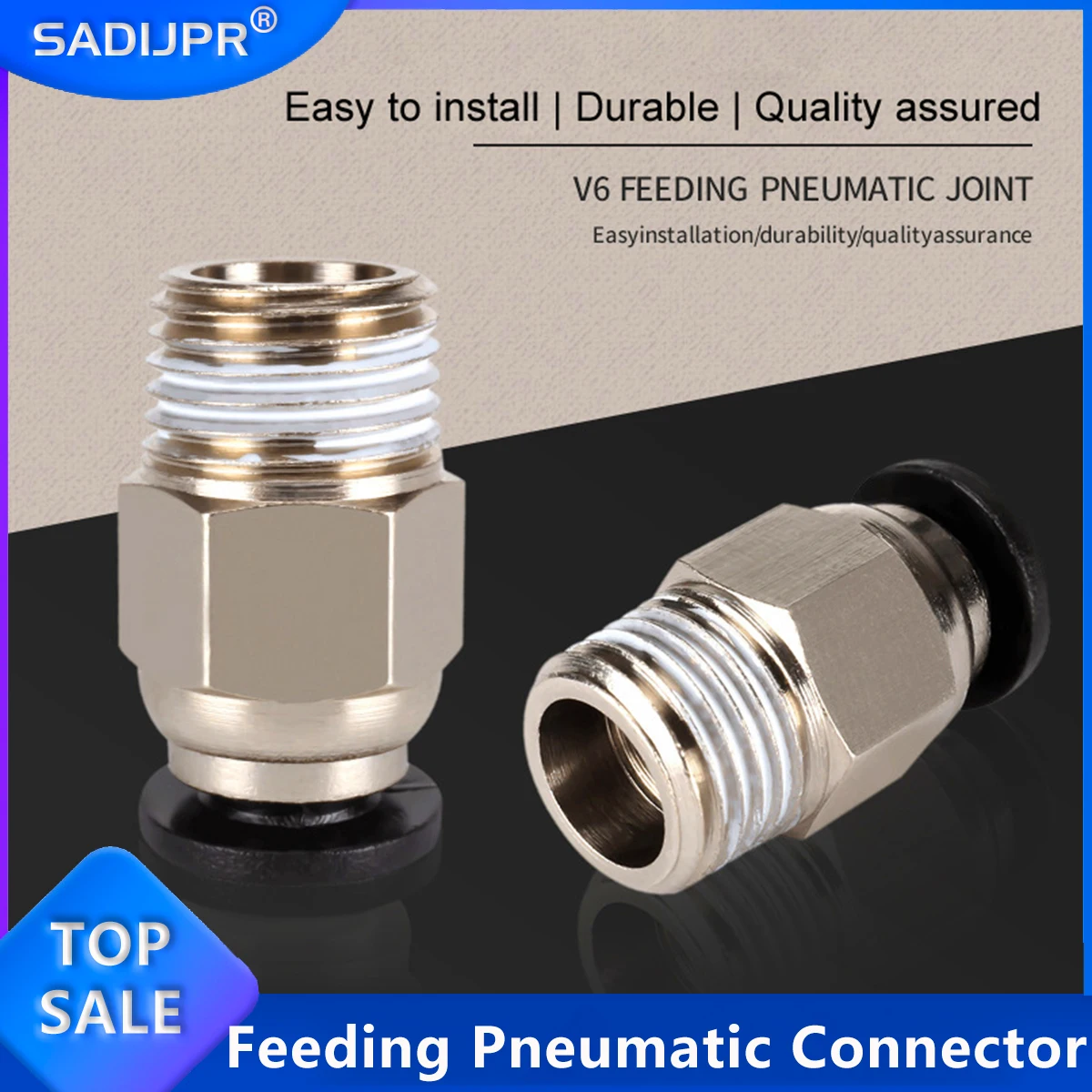 3D Printer DIY Accessories Pneumatic Connectors Quick intercalation gas pipe straight through M10 thread V6 Quick Connector Part