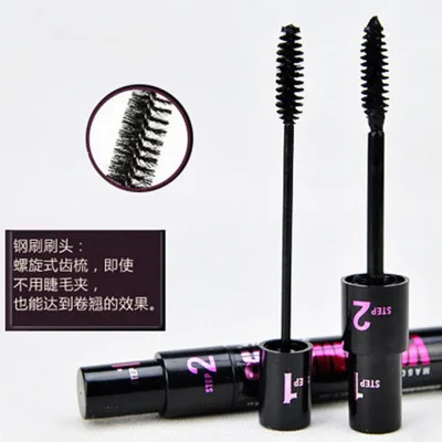 Make Up 2in1 Mascara a doppio scopo Spazzole per arricciare impermeabili e resistenti al sudore Mascara per estensione ciglia liquide impermeabili Trucco