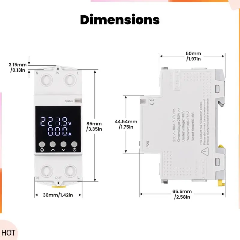 Novità Tuya Wifi Smart Circuit Breaker 80A-Alarm Soglia Set Monitor elettrico V0 Ritardante ignifugo Controllo APP