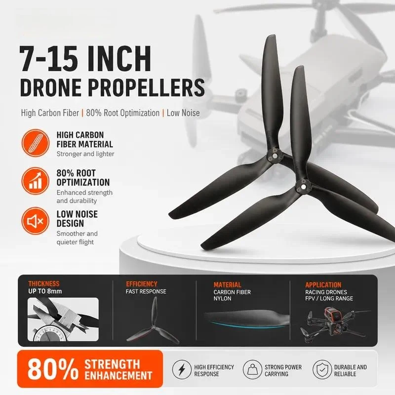 2pcs for Huafei 15 Inch FPV Crossover Racing 1507 Three Blade Thickened High Efficiency Propeller Cross Border Export