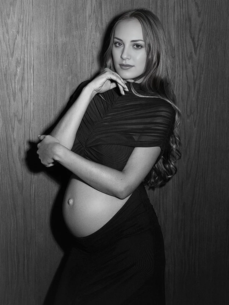 Pregnancy Photo Shoot Two Piece Mesh Cutout Maxi Gown Elegant Stylish Maternity Dress Maternity Photography Outfit Prop for Moms view 4