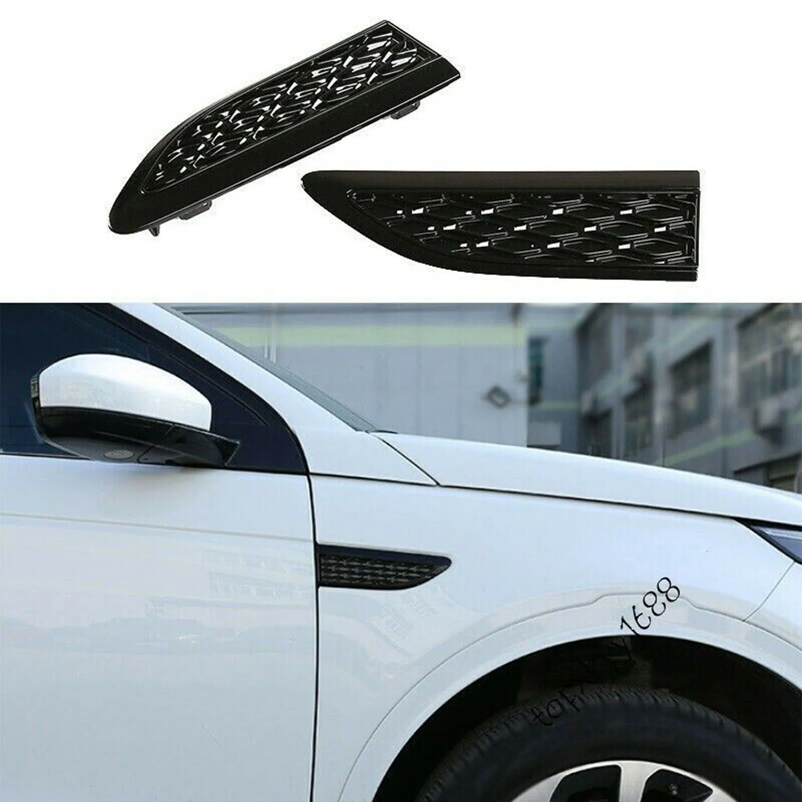 Fit for Discovery Sport 2015-2021 Black Front Side Vent Fender Panel Cover Trim Replace 2X