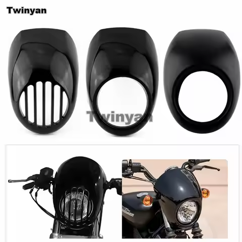 Motorcycle Black Headlight Grill Fairing Cover ABS Plastic Windshield For Harley 883 1200 Front Fork Mount Dyna Sportster XLCH