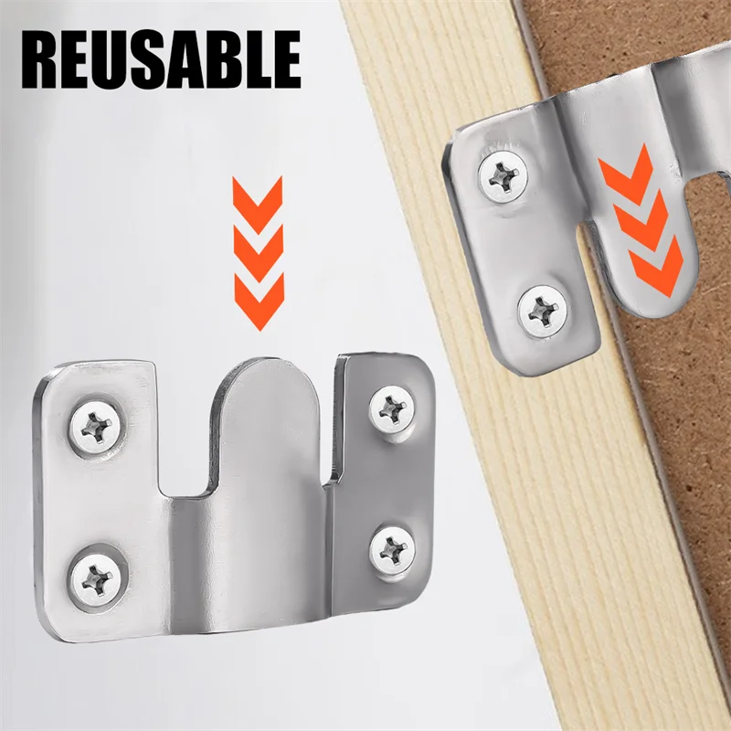 2/20pcs Interlock Hanging Buckle Stainless Steel Interlocking Hanger Furniture Connector Wall Picture Frame Display Photo Hook