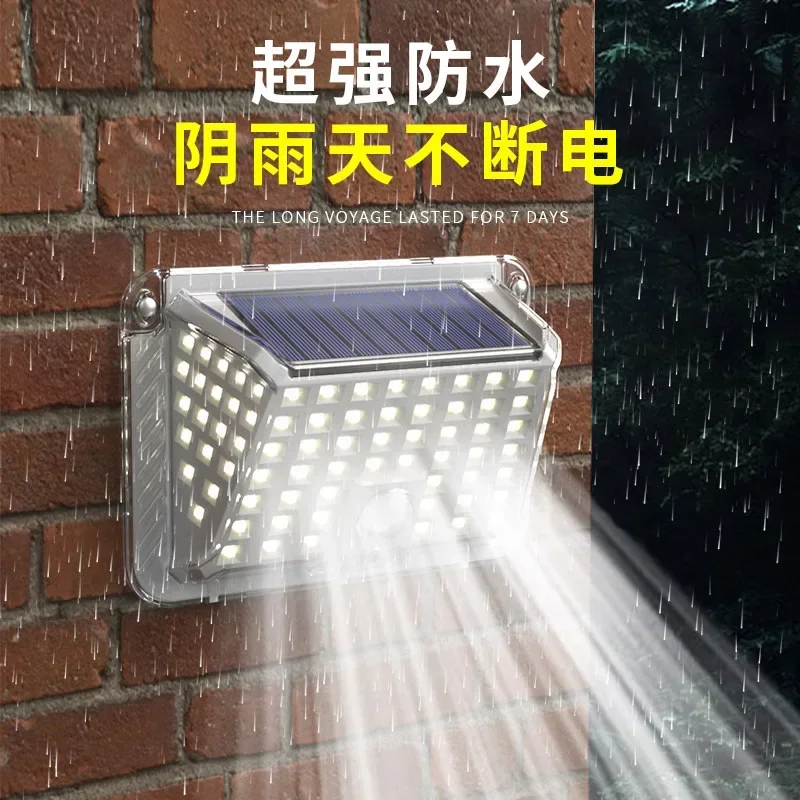 Solar Wall Lamp Outdoor Transparent Human Body Induction Courtyard Light IP65 Waterproof Wall Mounted