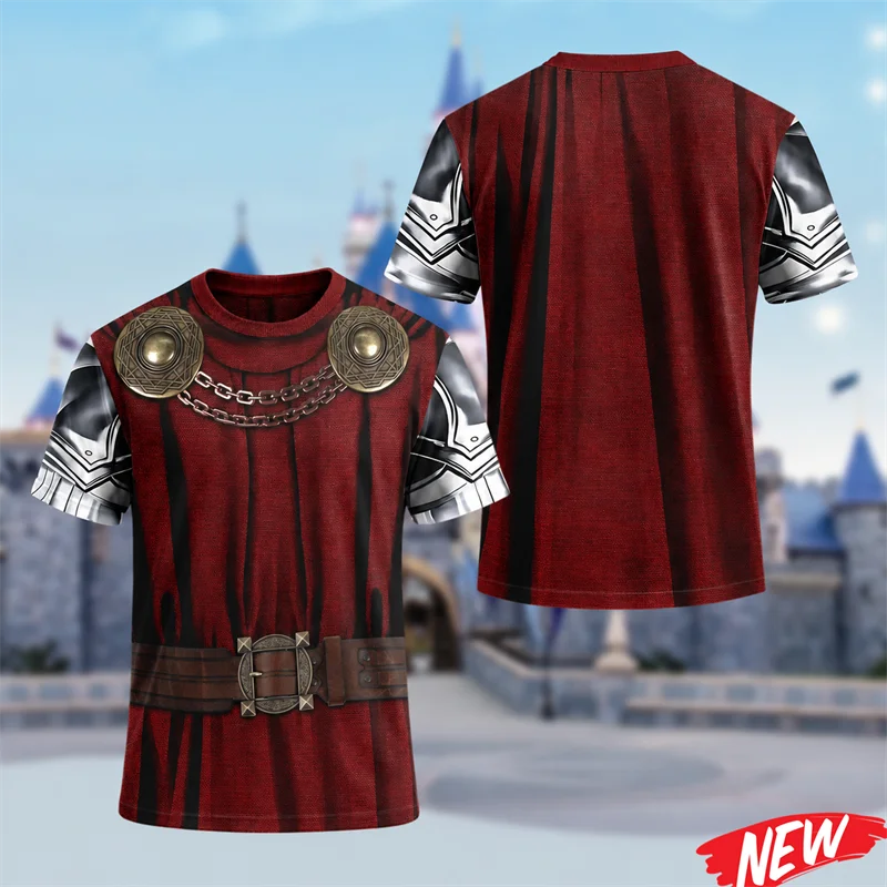 Retro 3D Printed Warrior T-shirt Men Funny Medieval Clothing Pattern Cosplay Short Sleeve Tops Summer Party Round Neck Tee Shirt